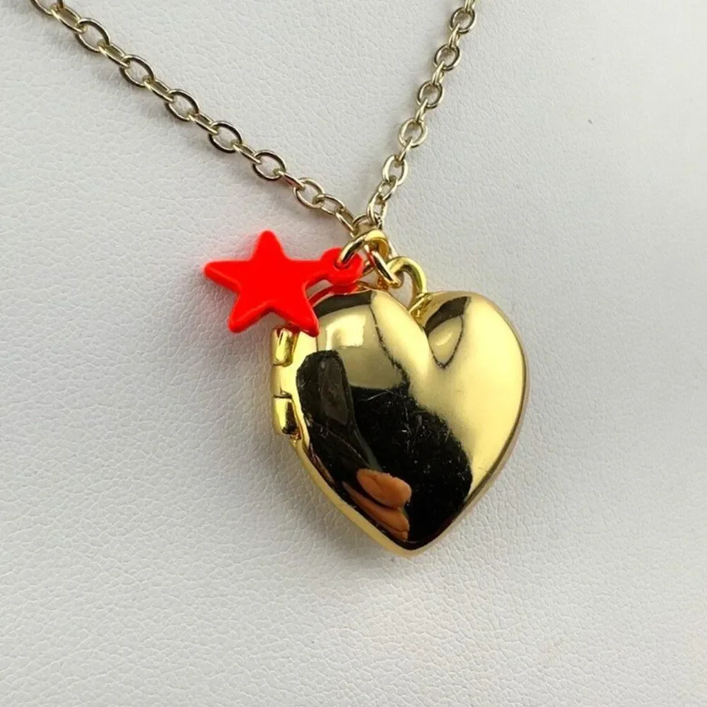 Two Crewcuts Girls Necklaces - Heart locket gold tone